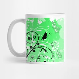 Floral Art Lime White Butterfly Mug